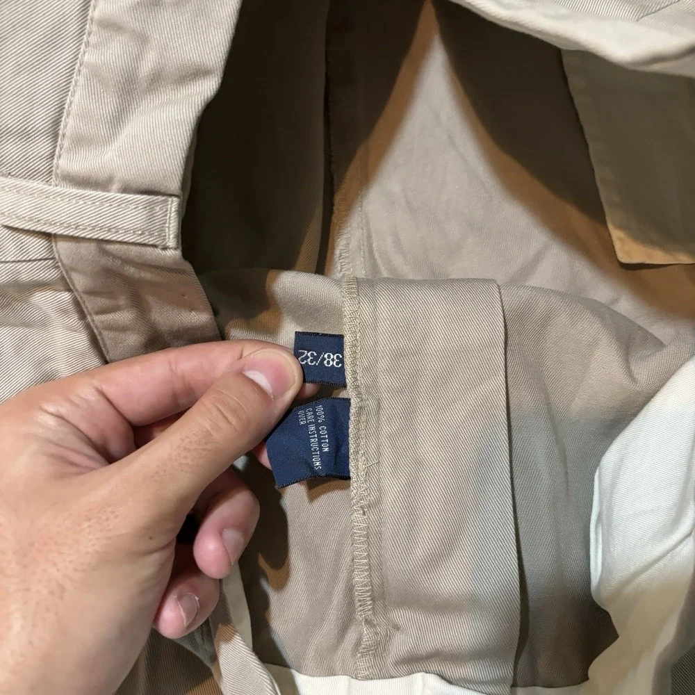 Polo Ralph Pants Mens 38x32 Khaki Tan Andrew Pant Double Pleat Vintage NEW